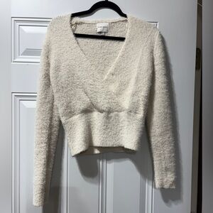 Pink Rose Women's Soft Cream V-Neck Sweater